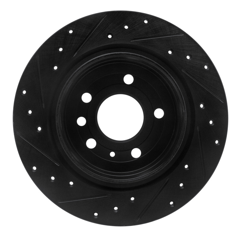 Saab 9-5 Brake Rotor (1) - Rear Right - R1 Concepts - Drilled & Slotted - Black - `99-`10